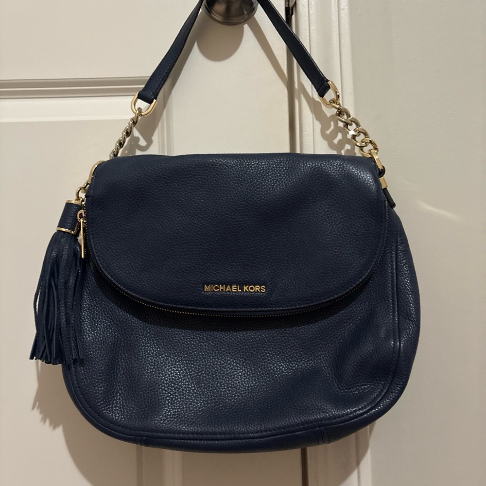 Michael Kors Navy Leather Shoulder Bag